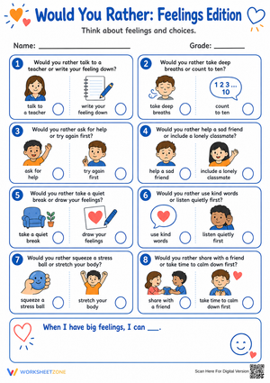 SEL Feelings Worksheet | Grade 3-5 Printable