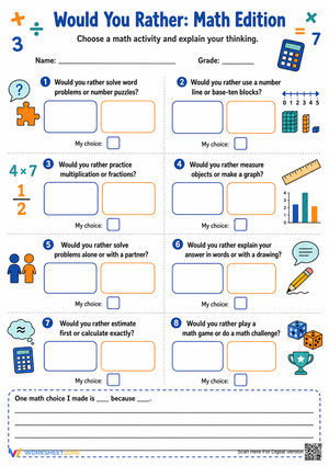 Grade 4 Math Would You Rather | Printable Worksheet