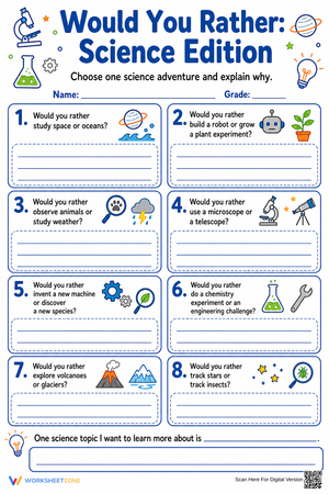 Printable Science Would You Rather Worksheet | Grade 4