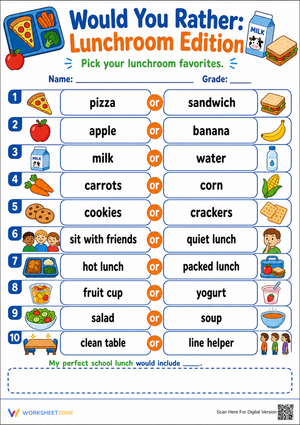 Grade 1 Would You Rather — Printable No-Prep Worksheet