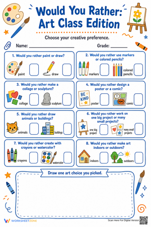 Art Class Would You Rather | Essential Grade 3-5 Worksheet