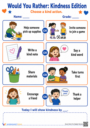 Kindness Would You Rather Worksheet | Grade 3 Essential