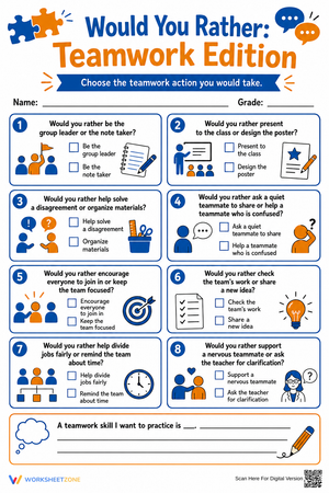Printable Teamwork Skills Worksheet | Grade 4