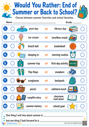 Back to School Would You Rather | Printable Grade 3-5