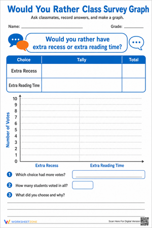 Printable Class Survey Graph Worksheet | Grade 3 Math