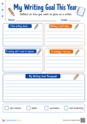 My Writing Goal Worksheet | Grade 4 Printable