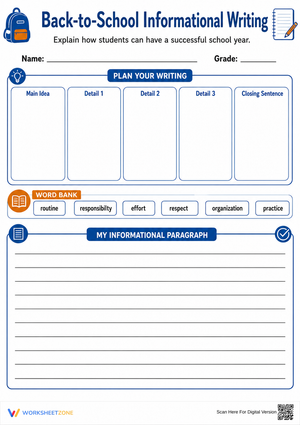 Grade 4 Informational Writing — Printable No-Prep Worksheet