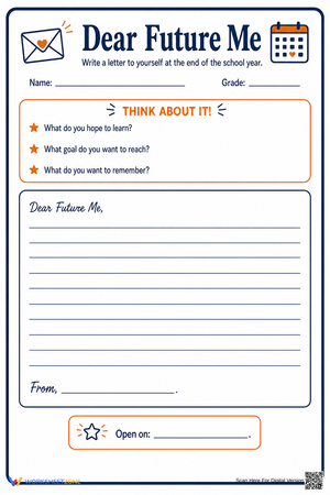 Grade 5 Future Me Letter — Printable No-Prep Worksheet