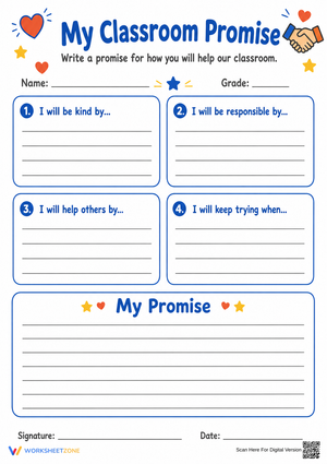 My Classroom Promise Worksheet | Grade 3 Printable