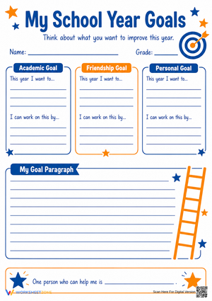 My School Year Goals Worksheet | Grade 4 Essential
