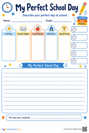 Grade 3 Perfect School Day — Printable No-Prep Worksheet