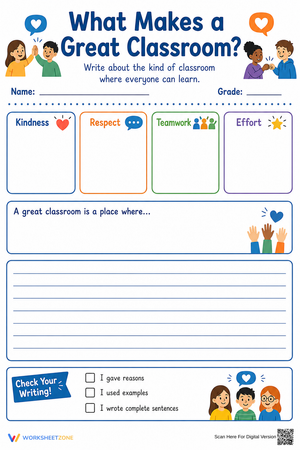 Essential Classroom Writing Worksheet | Grades 3-6