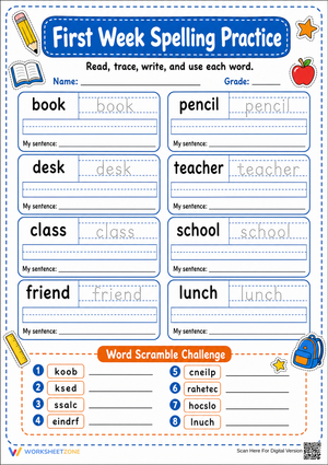 First Week Spelling Practice | Essential Grade 2 ELA