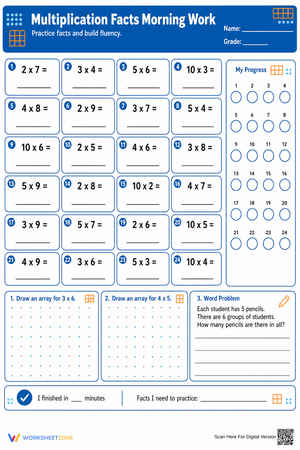 Multiplication Facts Morning Work | Grade 3 Essential