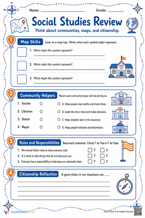 Grade 3-5 Social Studies — Printable No-Prep Worksheet