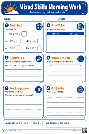 Grade 2 Mixed Skills Morning Work | Printable Review