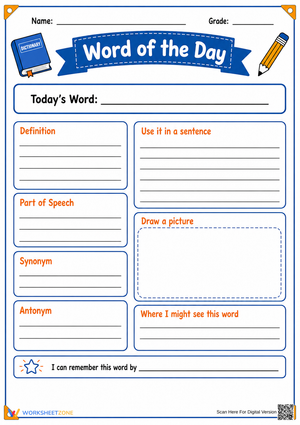 Essential Word of the Day Worksheet | Grades 3-6 ELA