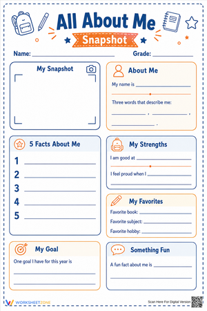 All About Me Snapshot | Grade 4 Essential Worksheet