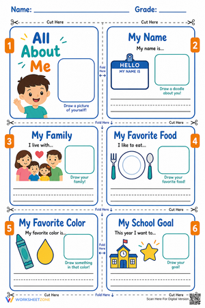 All About Me Mini Book | Grade 1 Essential Worksheet