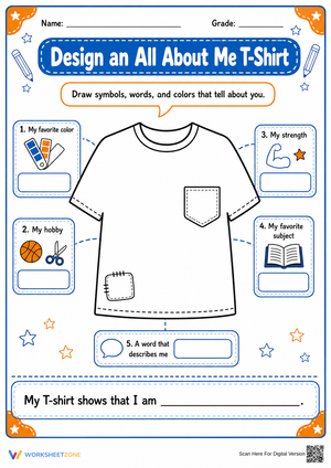 Essential All About Me T-Shirt Worksheet | Grades 2-5