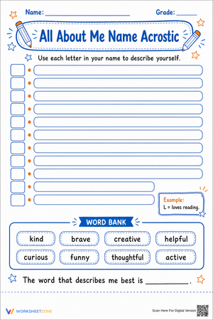 All About Me Name Acrostic | Essential Grade 3 ELA