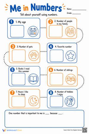 Me in Numbers Worksheet | Grade 2-5 Essential
