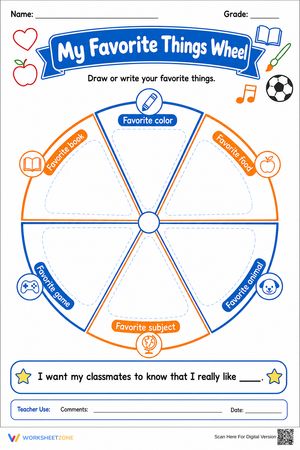 My Favorite Things Wheel | Grade 1 Essential Worksheet