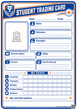 Student Trading Card Worksheet | Grade 5 Essential
