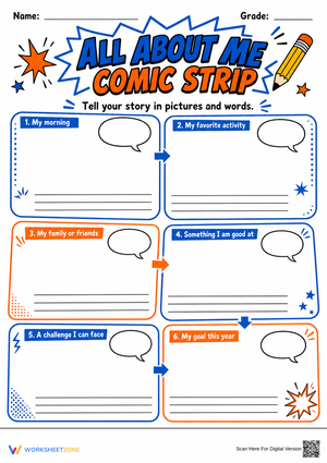All About Me Comic Strip | Grade 4 Printable Worksheet