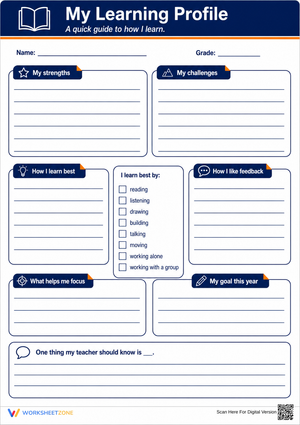 Essential My Learning Profile Worksheet | Grade 5 Ready