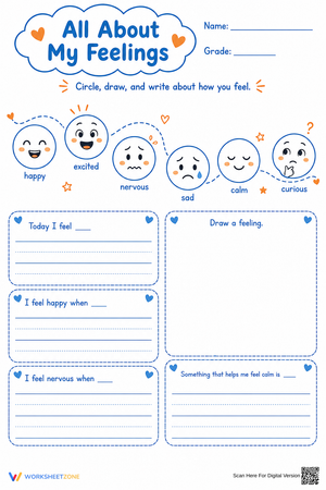 All About My Feelings Worksheet | Essential Grade K-3 SEL