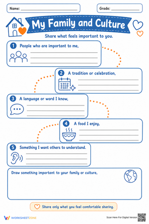 My Family and Culture Worksheet | Grade 4 Essential