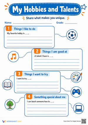 My Hobbies and Talents Worksheet | Grade 3 Printable
