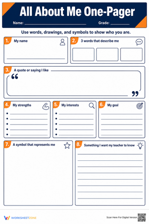 All About Me One-Pager | Grade 6 Essential Worksheet