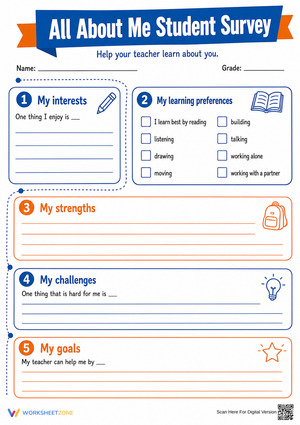 All About Me Student Survey | Grades 3-7 Essential