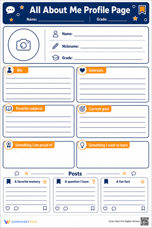 All About Me Profile Page | Grade 4-8 Essential
