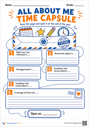 All About Me Time Capsule | Printable Grade 3-6 Worksheet