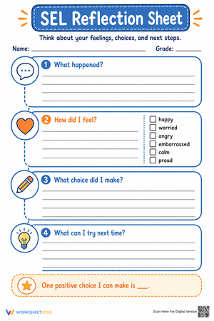 SEL Reflection Sheet | Grade 4 Printable Guide