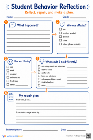 Essential Student Behavior Reflection | Grades 2-6
