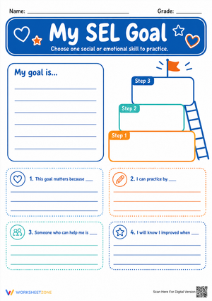 My SEL Goal Setting Worksheet | Grade 2-6 Essential