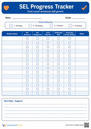 SEL Progress Tracker Worksheet | Essential Grade K-6 Tool