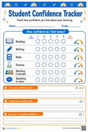 Grade 3-6 Student Confidence Tracker — Printable Worksheet