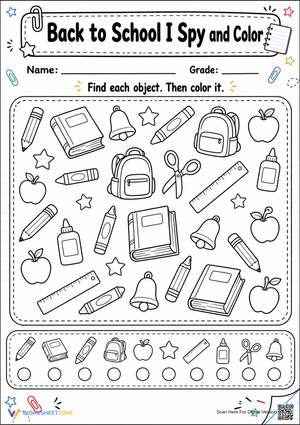 Back to School I Spy Worksheet | Grade K Essential