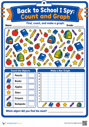 Back to School I Spy: Count and Graph | Printable Math