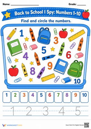 Back to School I Spy Numbers 1-10 | Essential Math