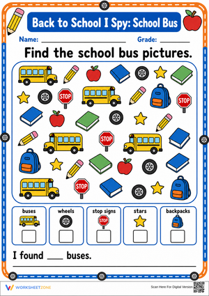Printable Back to School I Spy: School Bus Counting