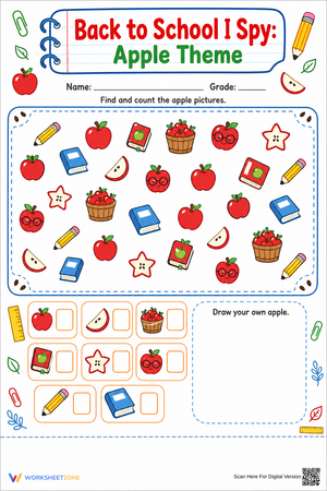 Apple I Spy Worksheet | Grade K-2 Printable