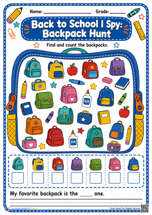 Essential Back to School I Spy: Backpack Hunt | Grade K-2
