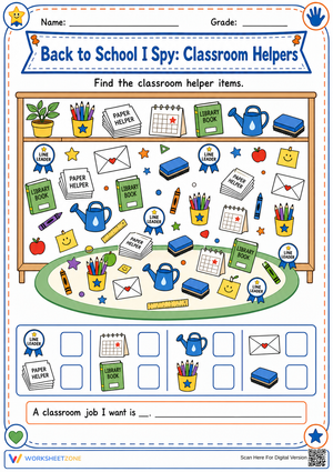 Back to School I Spy Worksheet | Grade 1 Essential