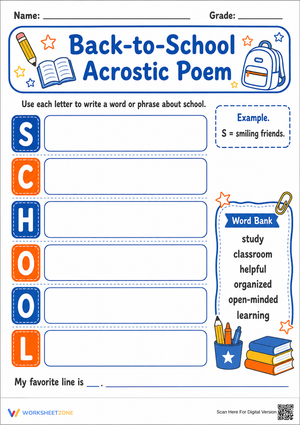 Back-to-School Acrostic Poem | Essential Grade 3-5 ELA